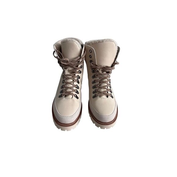 Blondo Natashia Womens Bone Leather Waterproof Faux Shearling Cuff Boots Size 9M - Picture 1 of 16